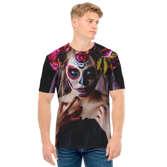 Calavera Girl Day of The Dead Print Men's T-Shirt