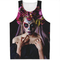 Calavera Girl Day of The Dead Print Men's Tank Top