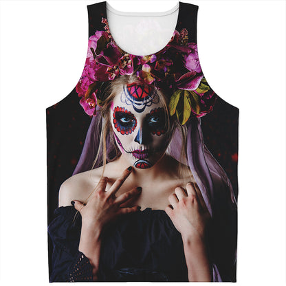 Calavera Girl Day of The Dead Print Men's Tank Top