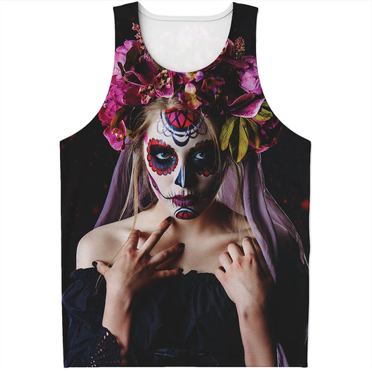 Calavera Girl Day of The Dead Print Men's Tank Top