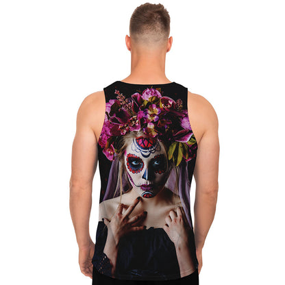 Calavera Girl Day of The Dead Print Men's Tank Top