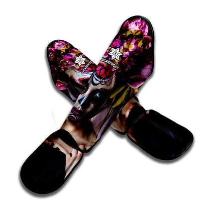 Calavera Girl Day of The Dead Print Muay Thai Shin Guard