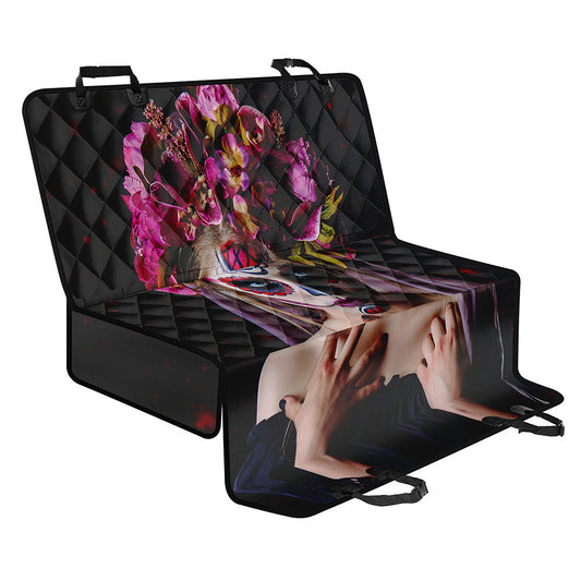 Calavera Girl Day of The Dead Print Pet Car Back Seat Cover