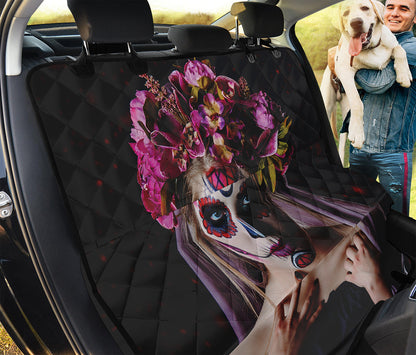 Calavera Girl Day of The Dead Print Pet Car Back Seat Cover