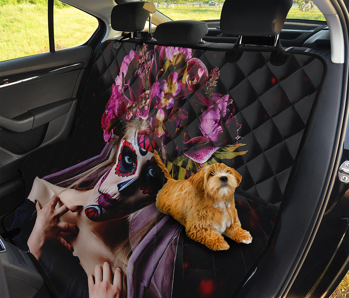 Calavera Girl Day of The Dead Print Pet Car Back Seat Cover