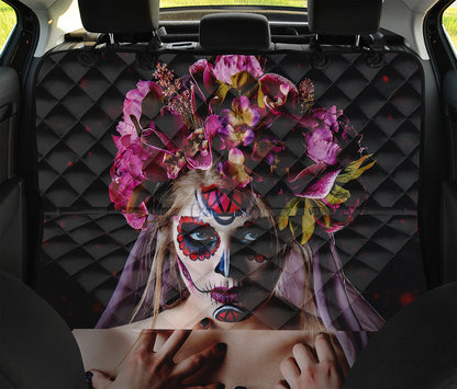 Calavera Girl Day of The Dead Print Pet Car Back Seat Cover