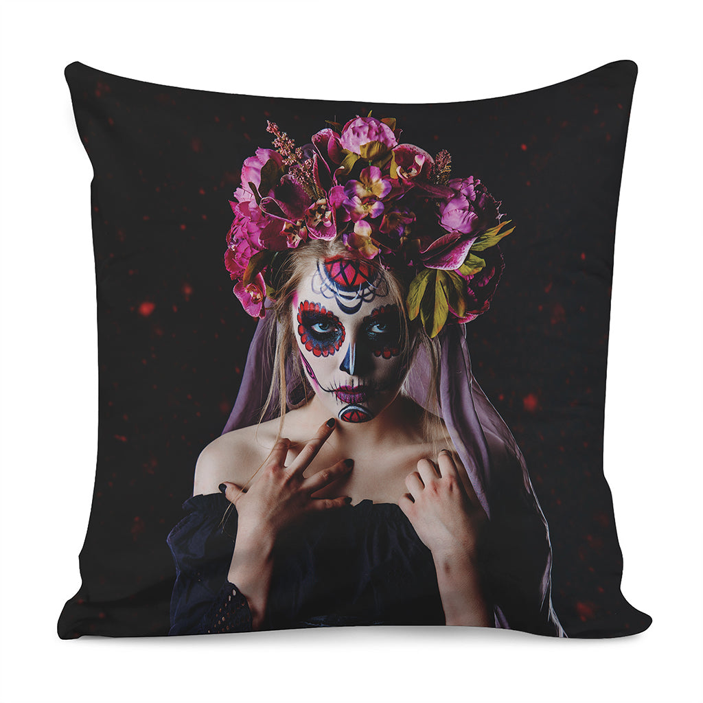 Calavera Girl Day of The Dead Print Pillow Cover