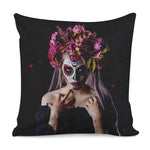 Calavera Girl Day of The Dead Print Pillow Cover