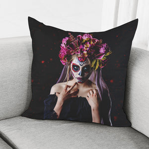 Calavera Girl Day of The Dead Print Pillow Cover