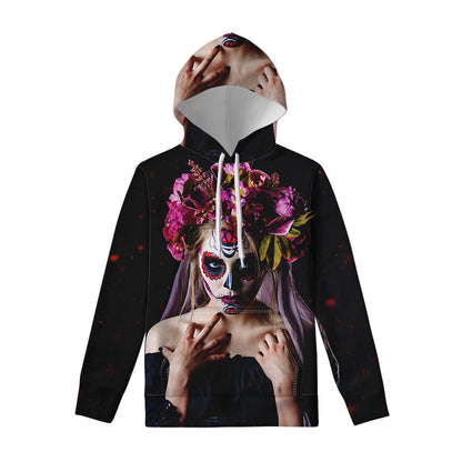 Calavera Girl Day of The Dead Print Pullover Hoodie