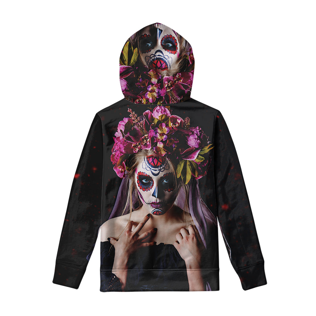 Calavera Girl Day of The Dead Print Pullover Hoodie