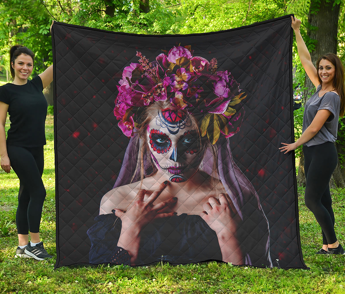 Calavera Girl Day of The Dead Print Quilt