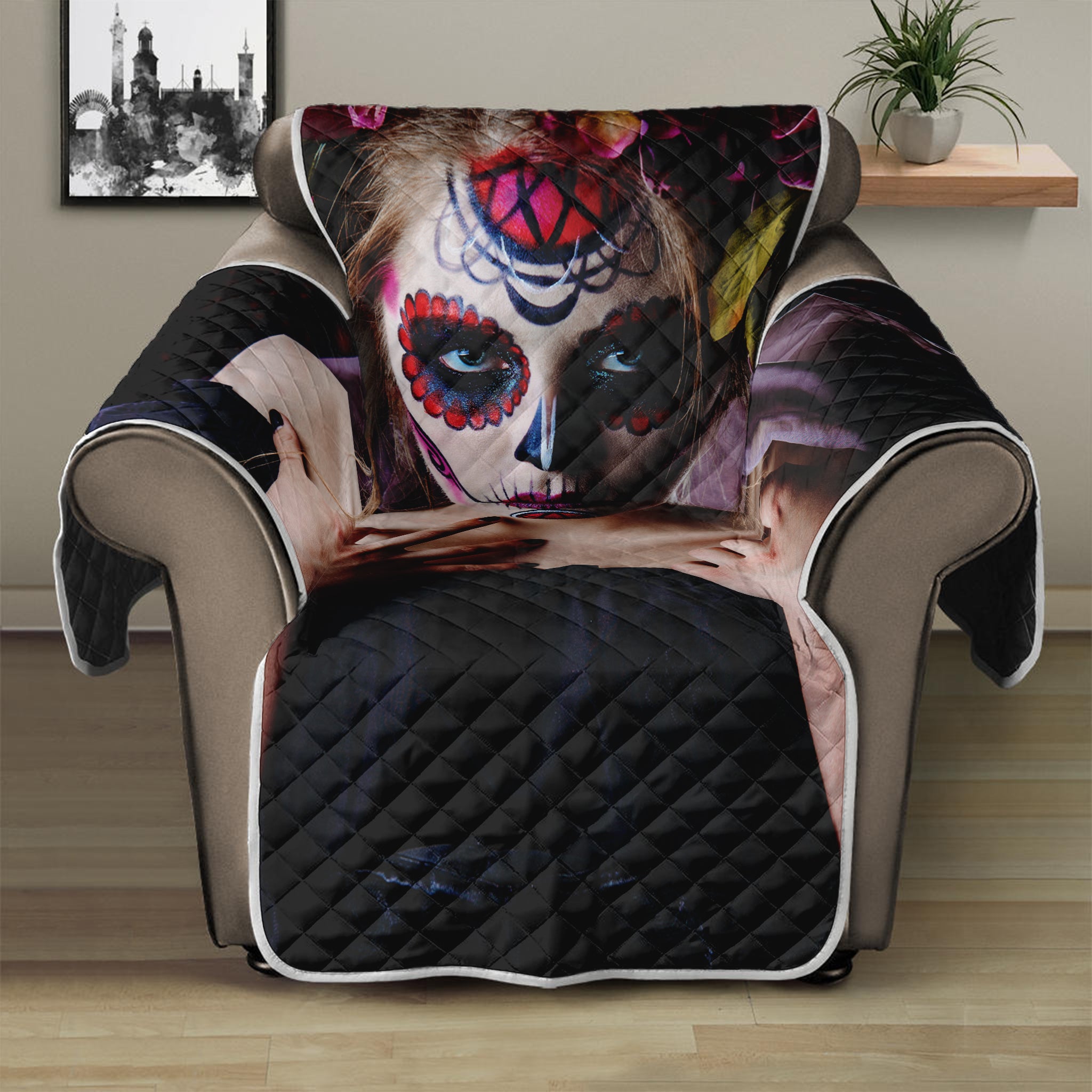 Calavera Girl Day of The Dead Print Recliner Protector