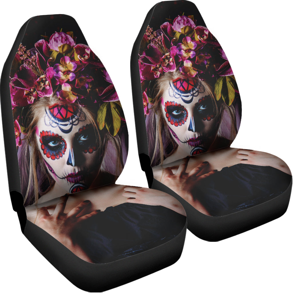 Calavera Girl Day of The Dead Print Universal Fit Car Seat Covers