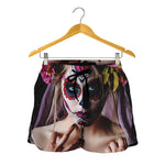 Calavera Girl Day of The Dead Print Women's Shorts