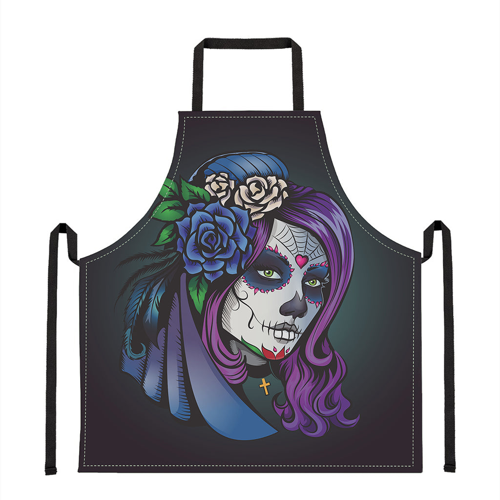 Calavera Girl Dia De Los Muertos Print Apron