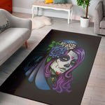 Calavera Girl Dia De Los Muertos Print Area Rug