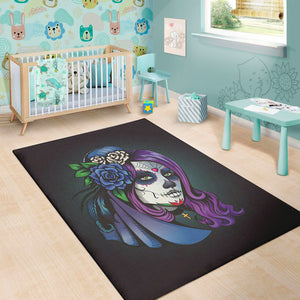 Calavera Girl Dia De Los Muertos Print Area Rug