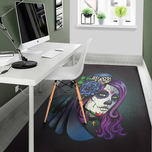 Calavera Girl Dia De Los Muertos Print Area Rug