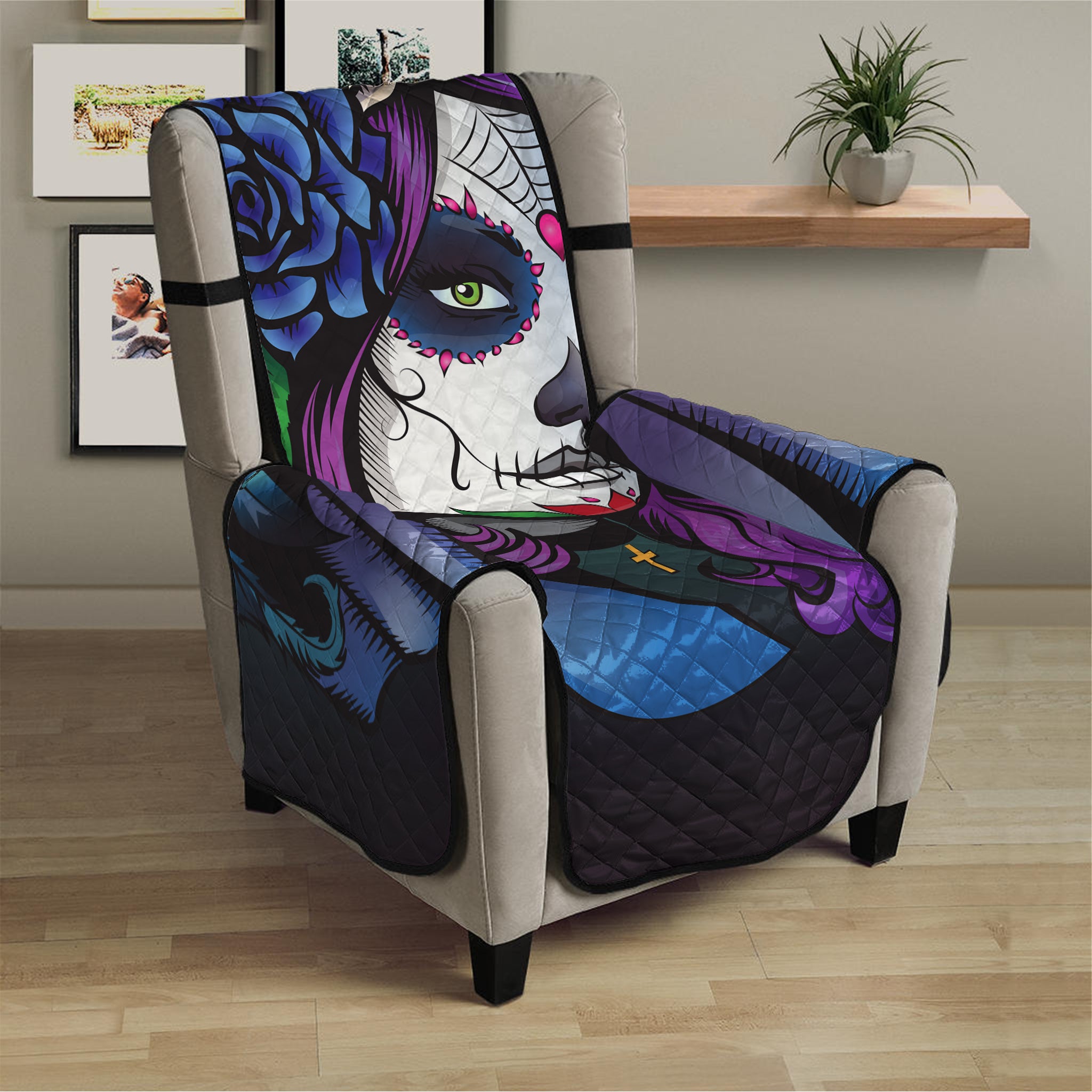 Calavera Girl Dia De Los Muertos Print Armchair Protector