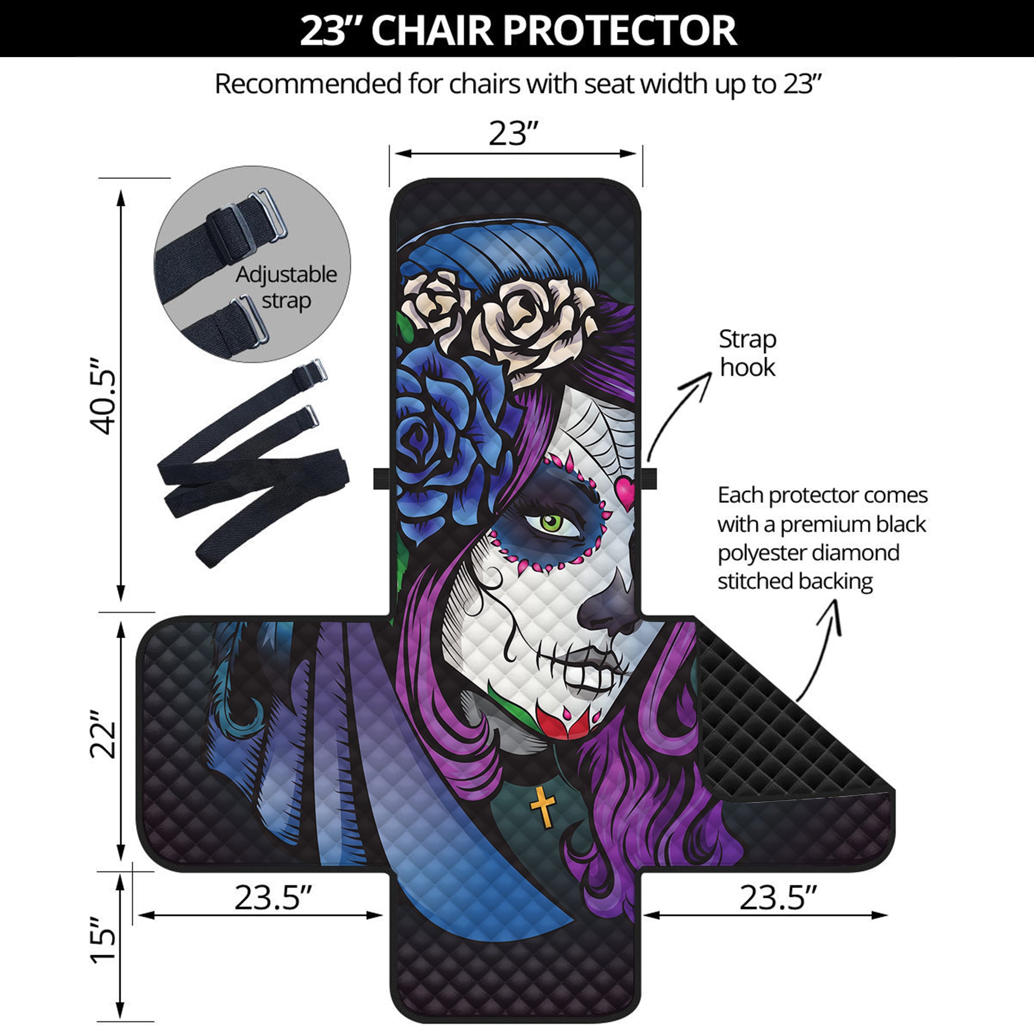 Calavera Girl Dia De Los Muertos Print Armchair Protector