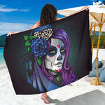 Calavera Girl Dia De Los Muertos Print Beach Sarong Wrap