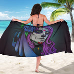 Calavera Girl Dia De Los Muertos Print Beach Sarong Wrap