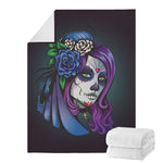 Calavera Girl Dia De Los Muertos Print Blanket