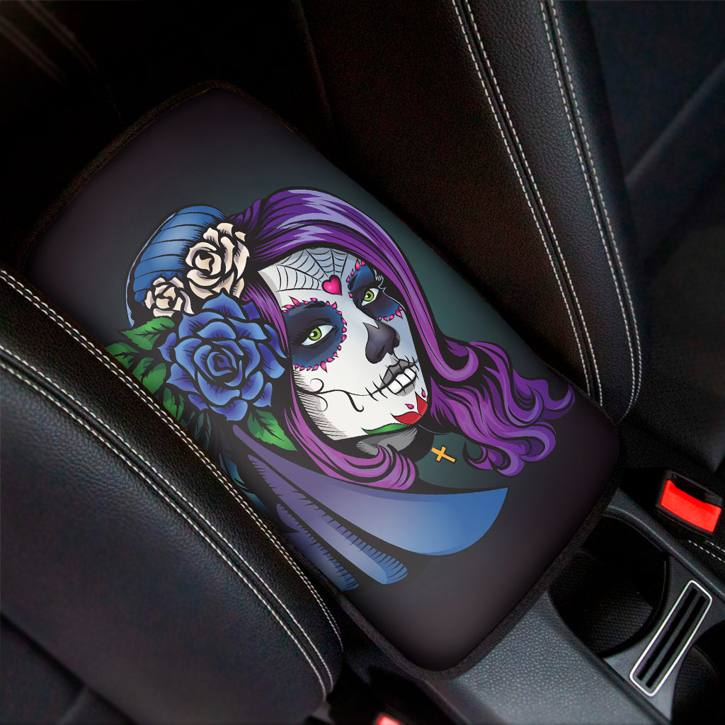 Calavera Girl Dia De Los Muertos Print Car Center Console Cover