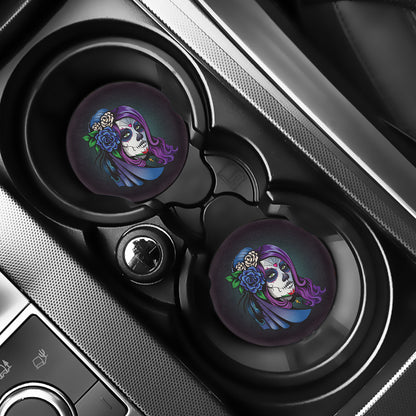 Calavera Girl Dia De Los Muertos Print Car Coasters