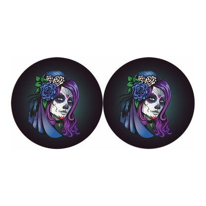 Calavera Girl Dia De Los Muertos Print Car Coasters