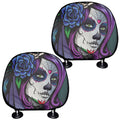 Calavera Girl Dia De Los Muertos Print Car Headrest Covers