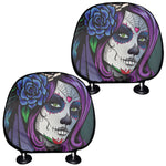 Calavera Girl Dia De Los Muertos Print Car Headrest Covers