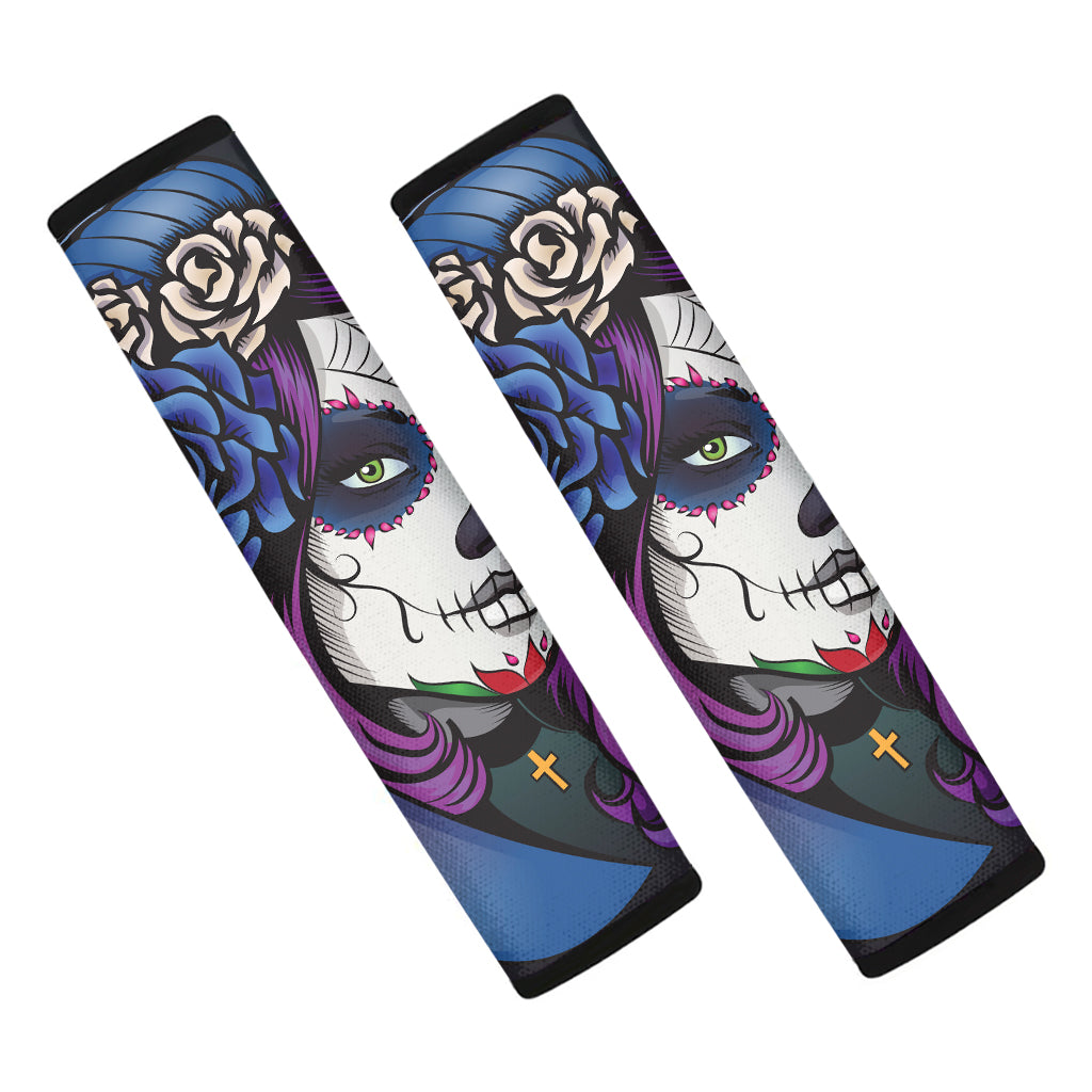 Calavera Girl Dia De Los Muertos Print Car Seat Belt Covers