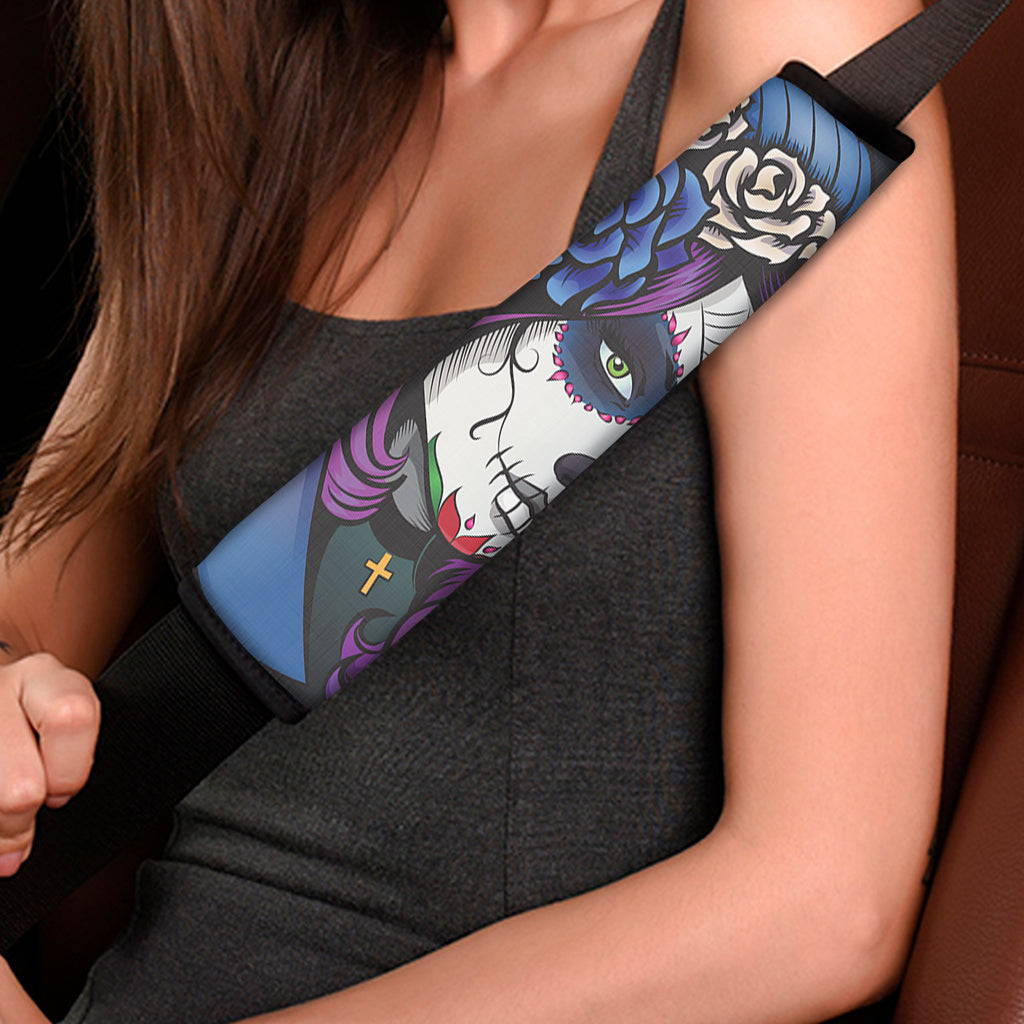 Calavera Girl Dia De Los Muertos Print Car Seat Belt Covers