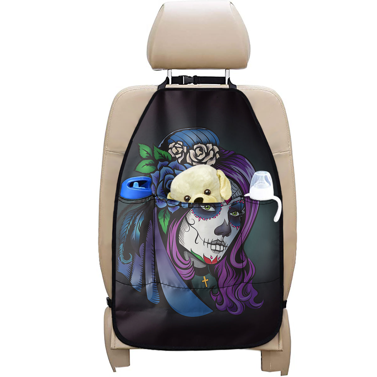 Calavera Girl Dia De Los Muertos Print Car Seat Organizers