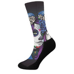 Calavera Girl Dia De Los Muertos Print Crew Socks