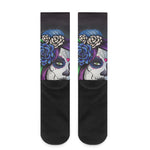 Calavera Girl Dia De Los Muertos Print Crew Socks