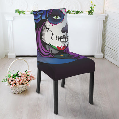 Calavera Girl Dia De Los Muertos Print Dining Chair Slipcover