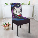 Calavera Girl Dia De Los Muertos Print Dining Chair Slipcover