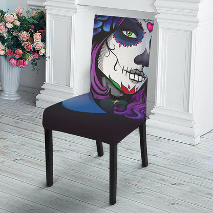Calavera Girl Dia De Los Muertos Print Dining Chair Slipcover
