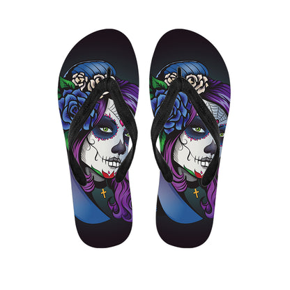 Calavera Girl Dia De Los Muertos Print Flip Flops