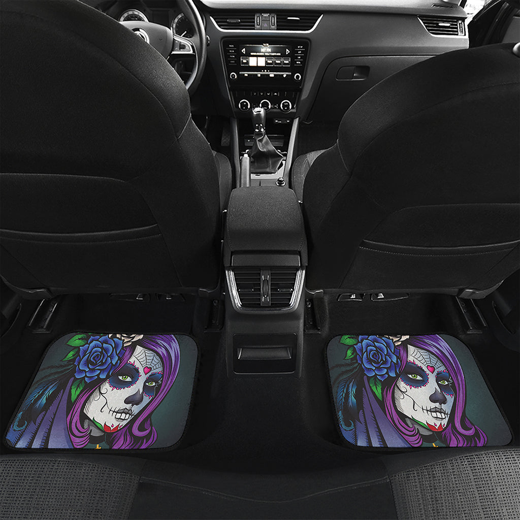 Calavera Girl Dia De Los Muertos Print Front and Back Car Floor Mats