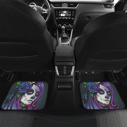 Calavera Girl Dia De Los Muertos Print Front and Back Car Floor Mats