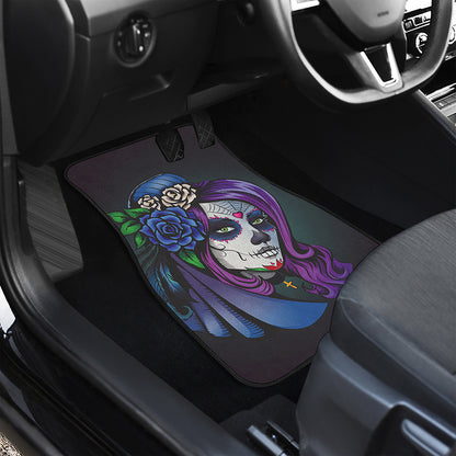 Calavera Girl Dia De Los Muertos Print Front and Back Car Floor Mats