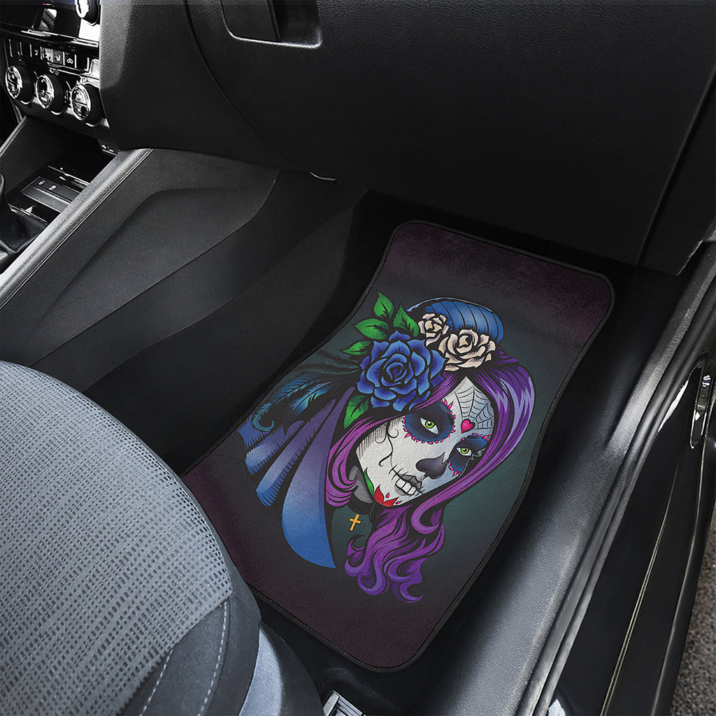 Calavera Girl Dia De Los Muertos Print Front Car Floor Mats