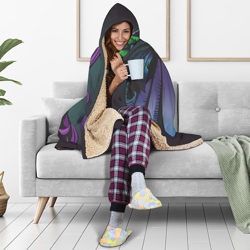 Calavera Girl Dia De Los Muertos Print Hooded Blanket