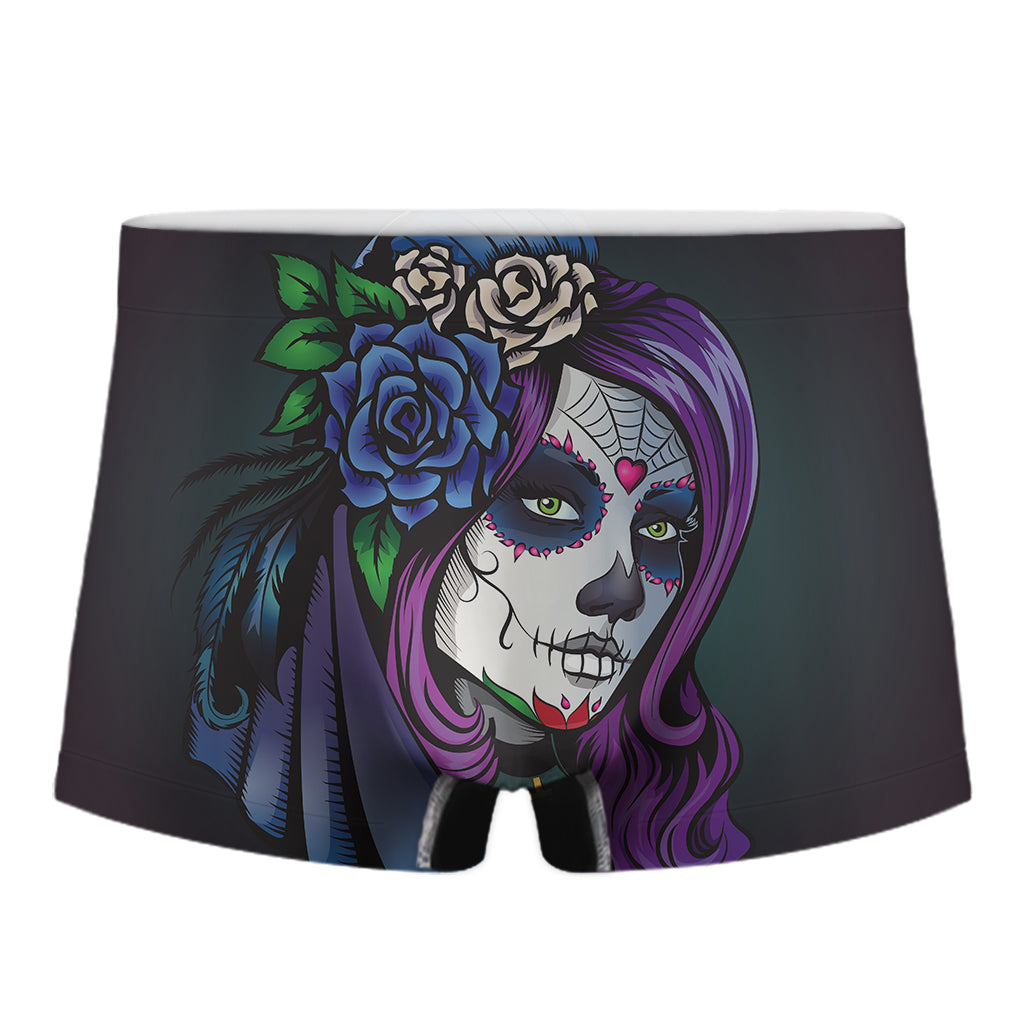 Calavera Girl Dia De Los Muertos Print Men's Boxer Briefs