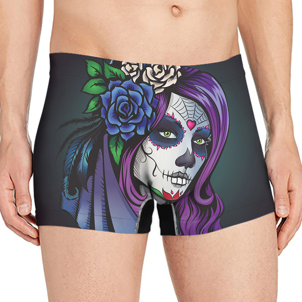 Calavera Girl Dia De Los Muertos Print Men's Boxer Briefs