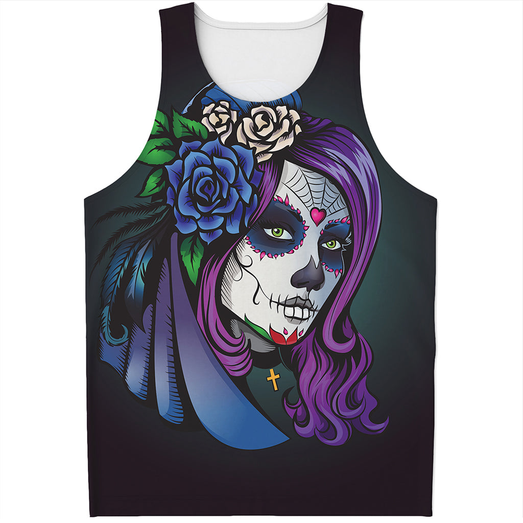 Calavera Girl Dia De Los Muertos Print Men's Tank Top